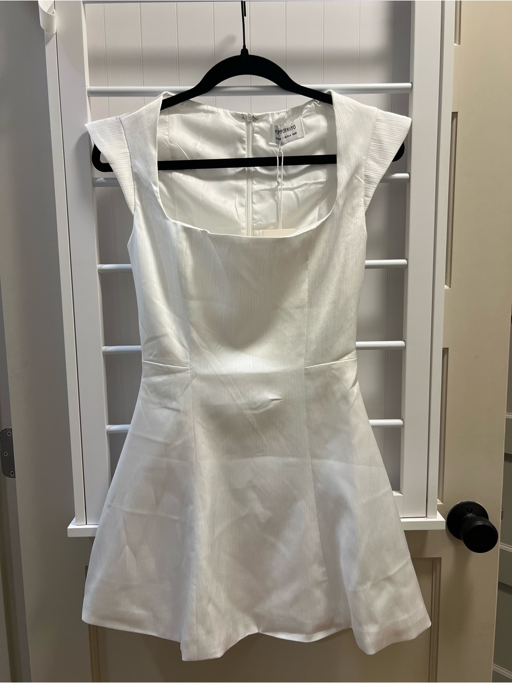 Peppermayo White Square Neck Mini Dress